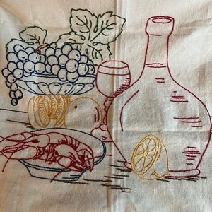 German, Vintage,  Embroidered  Table Topper.